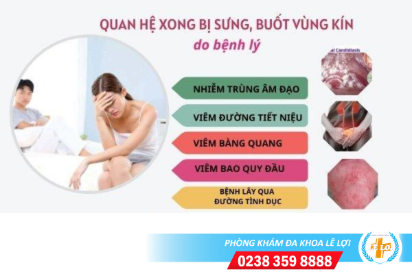 Quan hệ xong bị sưng, buốt vùng kín nguyên nhân do đâu?